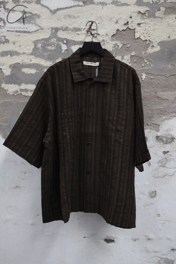 AVIVA JIFEI XUE 25 Spring and Summer Short Sleeve Boxy Shirt AJX-SS25-SSBS-MGS-JBTW Mud Gradient Stripes